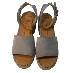 Dolce Vita Light Gray Suede Espadrille Platform Wedge Sandals Size 8.5M EUC
